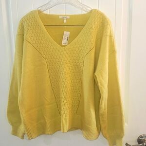 Maurices v-neck sweater, lime-yellow, size Large,  NWT